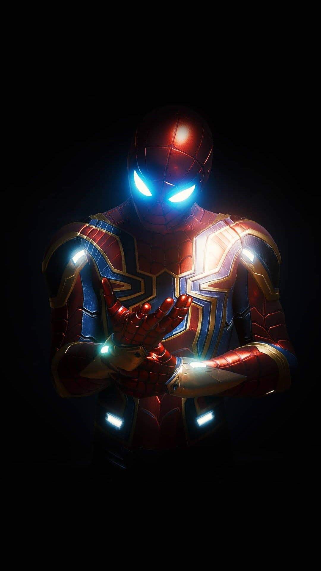 4K Iron Spider Glowing Suit AMOLED Mobile Wallpaper | Movies HD Wallpaper
