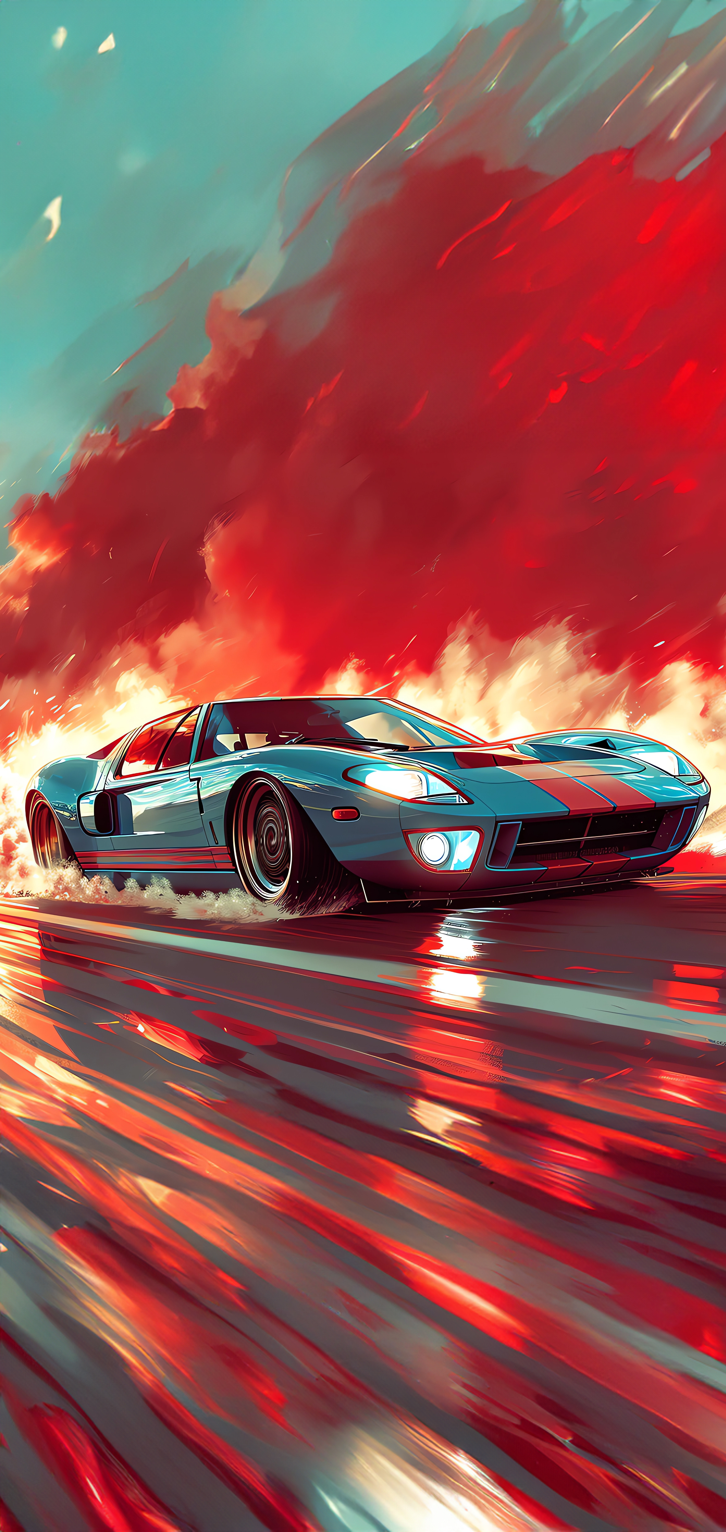 4K Retro Sports Car Racing Action Phone Wallpaper | Mobile HD Wallpaper