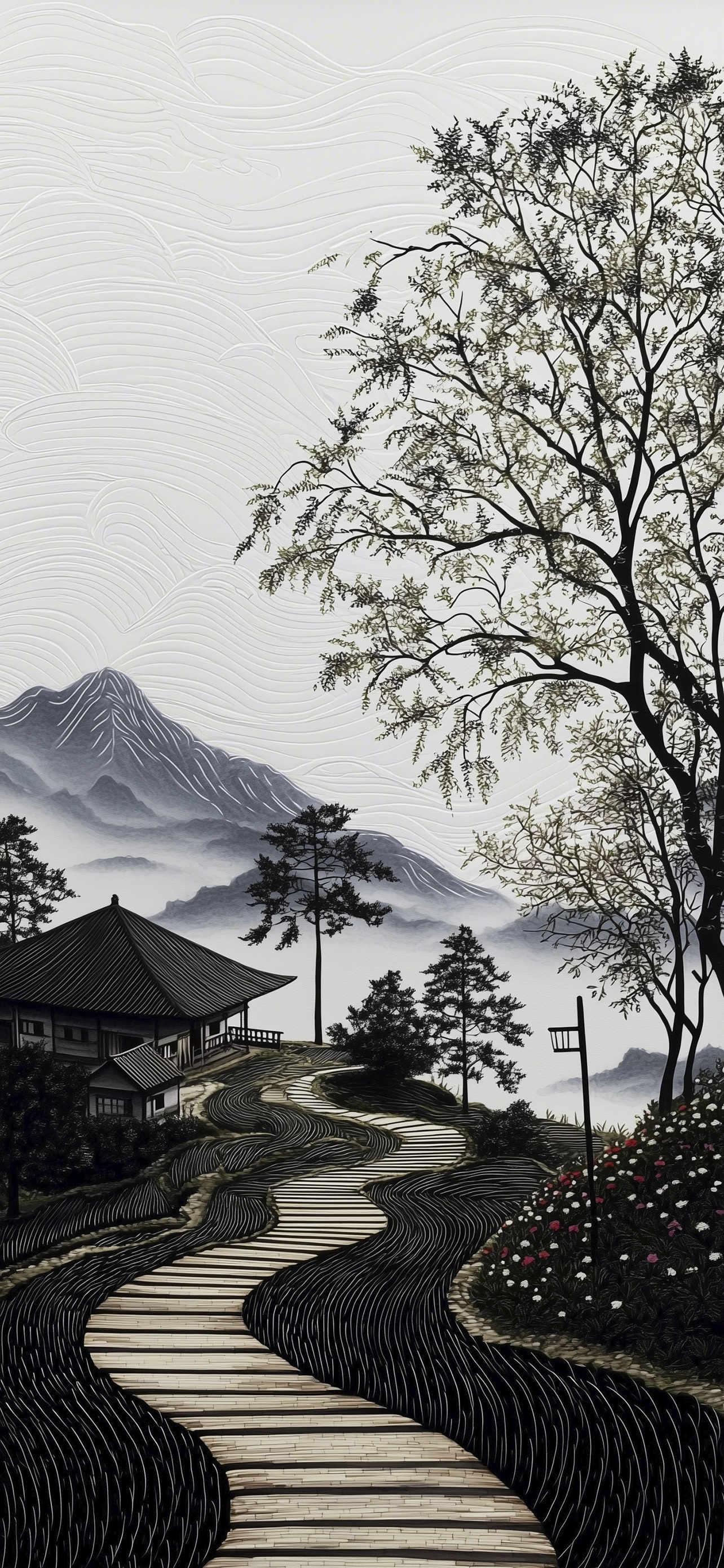 4K Zen Asian Landscape Art Phone Wallpaper | Mobile  HD Wallpaper