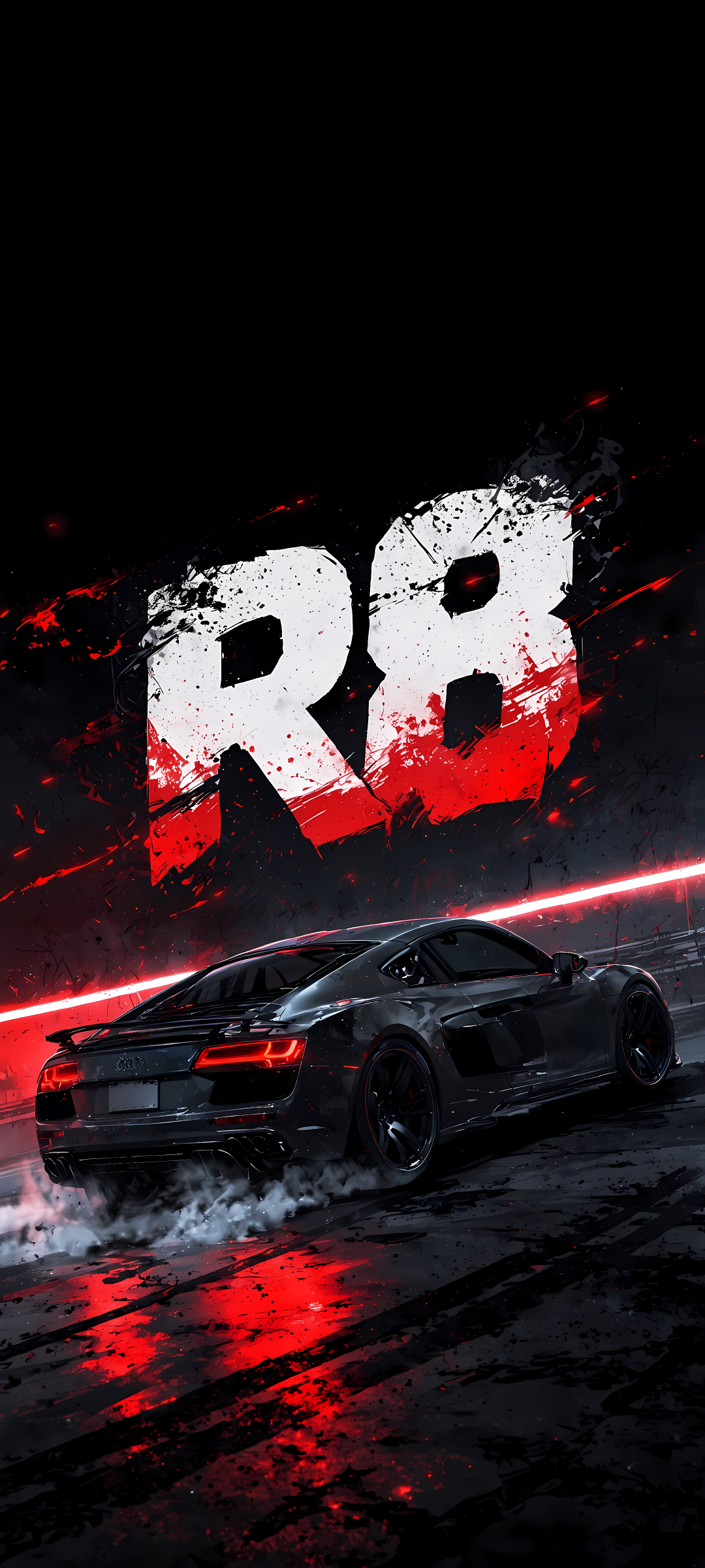 Audi R8 Dark Drift Smoke 4K AMOLED Phone Wallpaper | Vehicles | Digital Art HD Wallpaper
