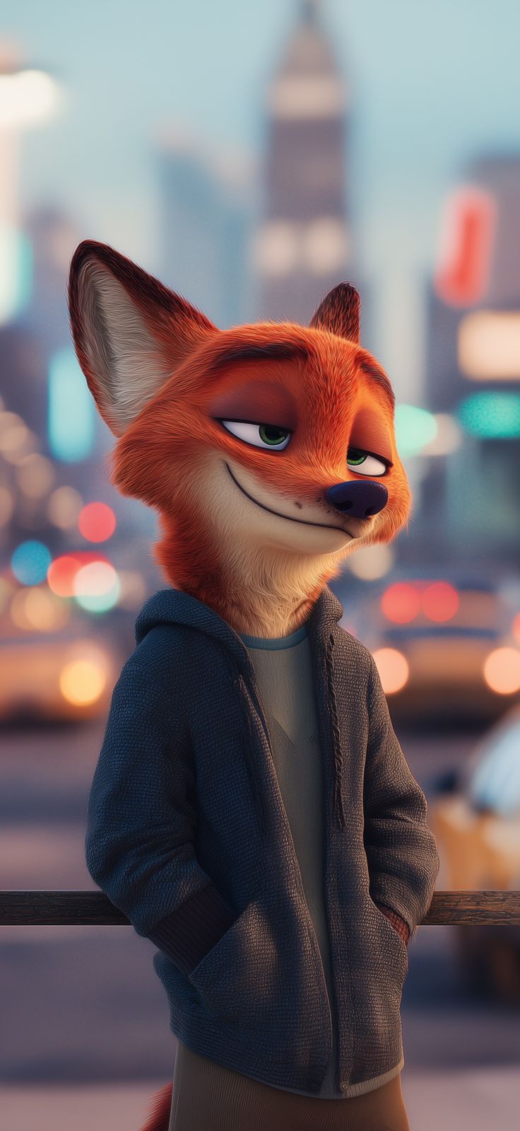 Cool Nick Wilde Zootopia Hoodie 4K Mobile Wallpaper | 3D Render Art HD Wallpaper