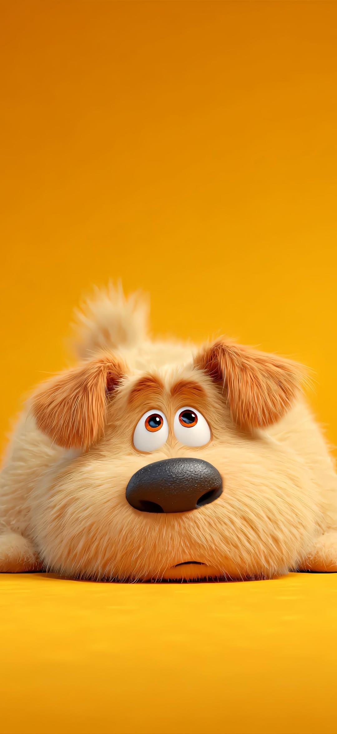 Cute Fluffy 3D Dog Yellow 4K Mobile Wallpaper HD Wallpaper