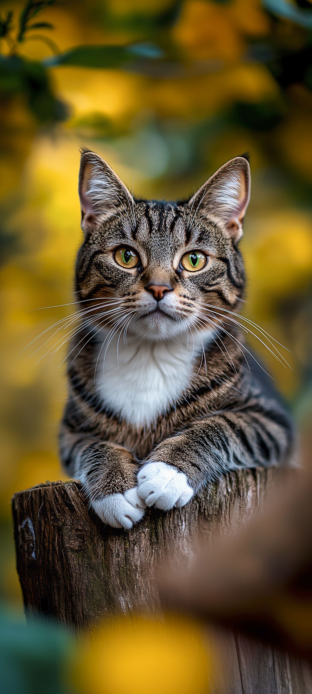 Cute Tabby Cat Autumn Bokeh 4K Mobile Wallpaper HD Wallpaper