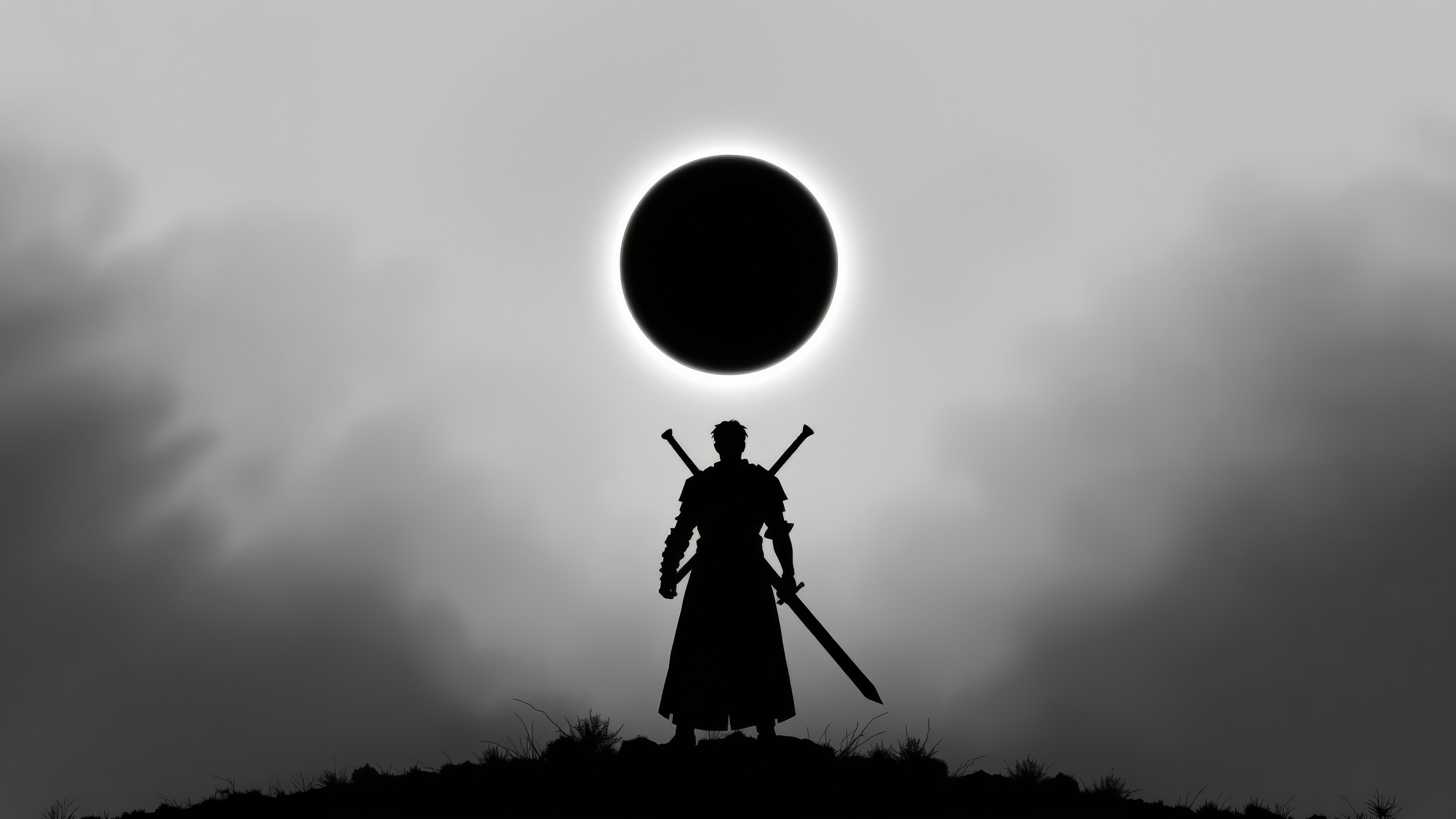Dark Warrior Eclipse 4K Desktop Wallpaper | Anime HD Wallpaper