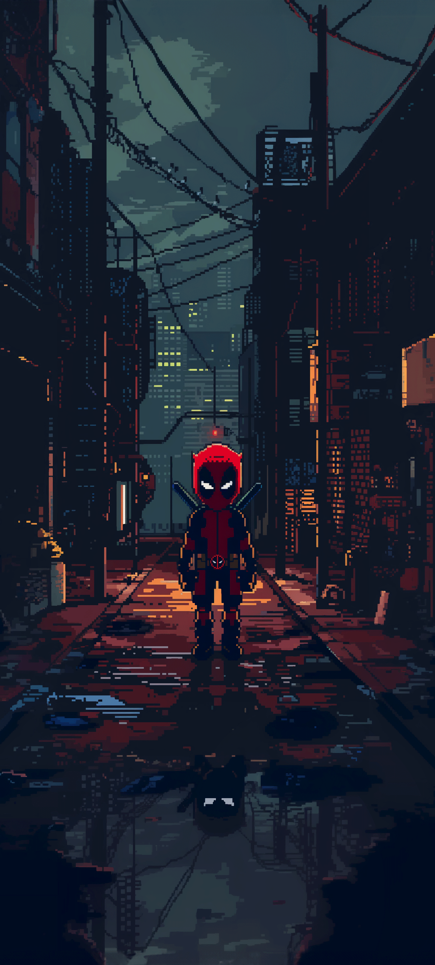 Deadpool Pixel Art Dark Alley 4K Mobile Wallpaper HD Wallpaper