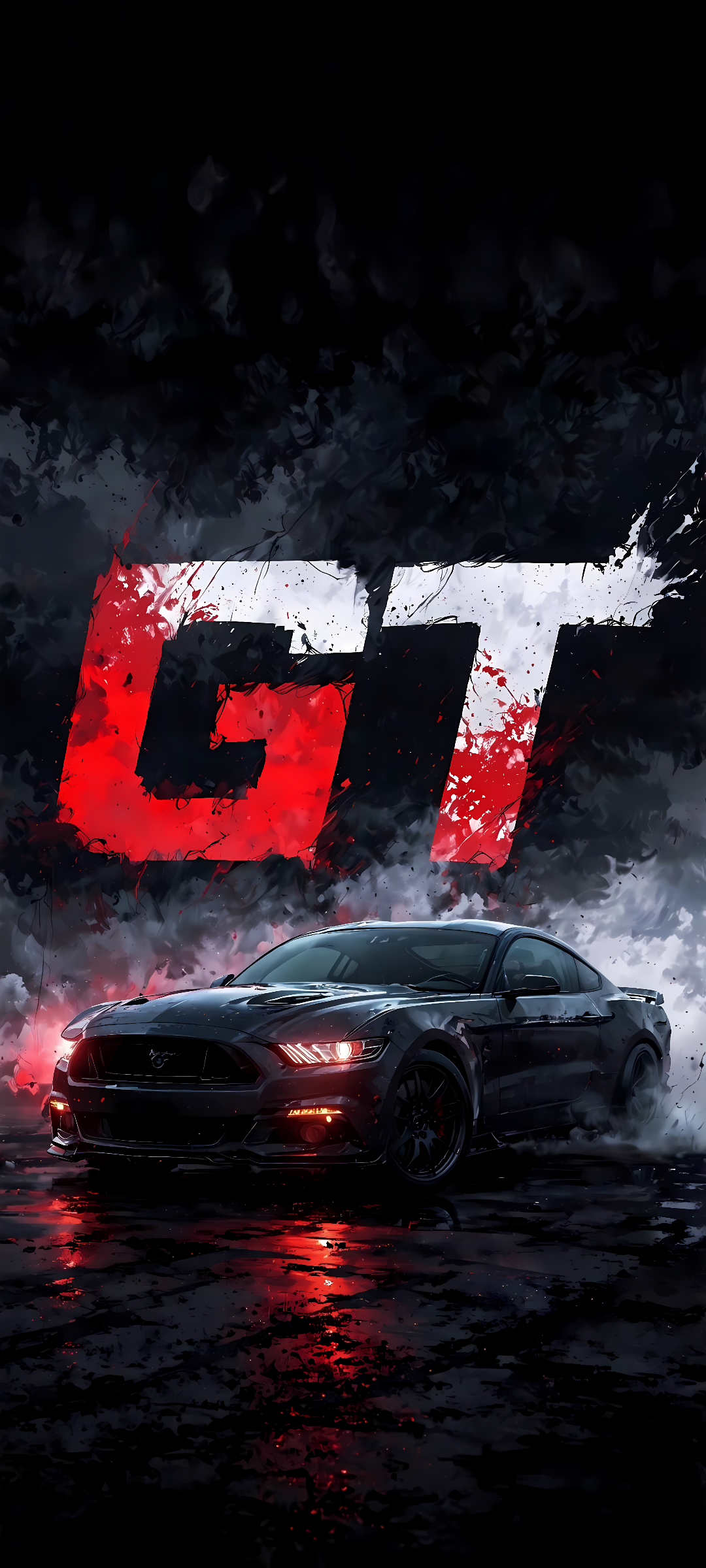 Ford Mustang GT Dark Smoke 4K AMOLED Phone Wallpaper | Vehicles | Digital Art HD Wallpaper