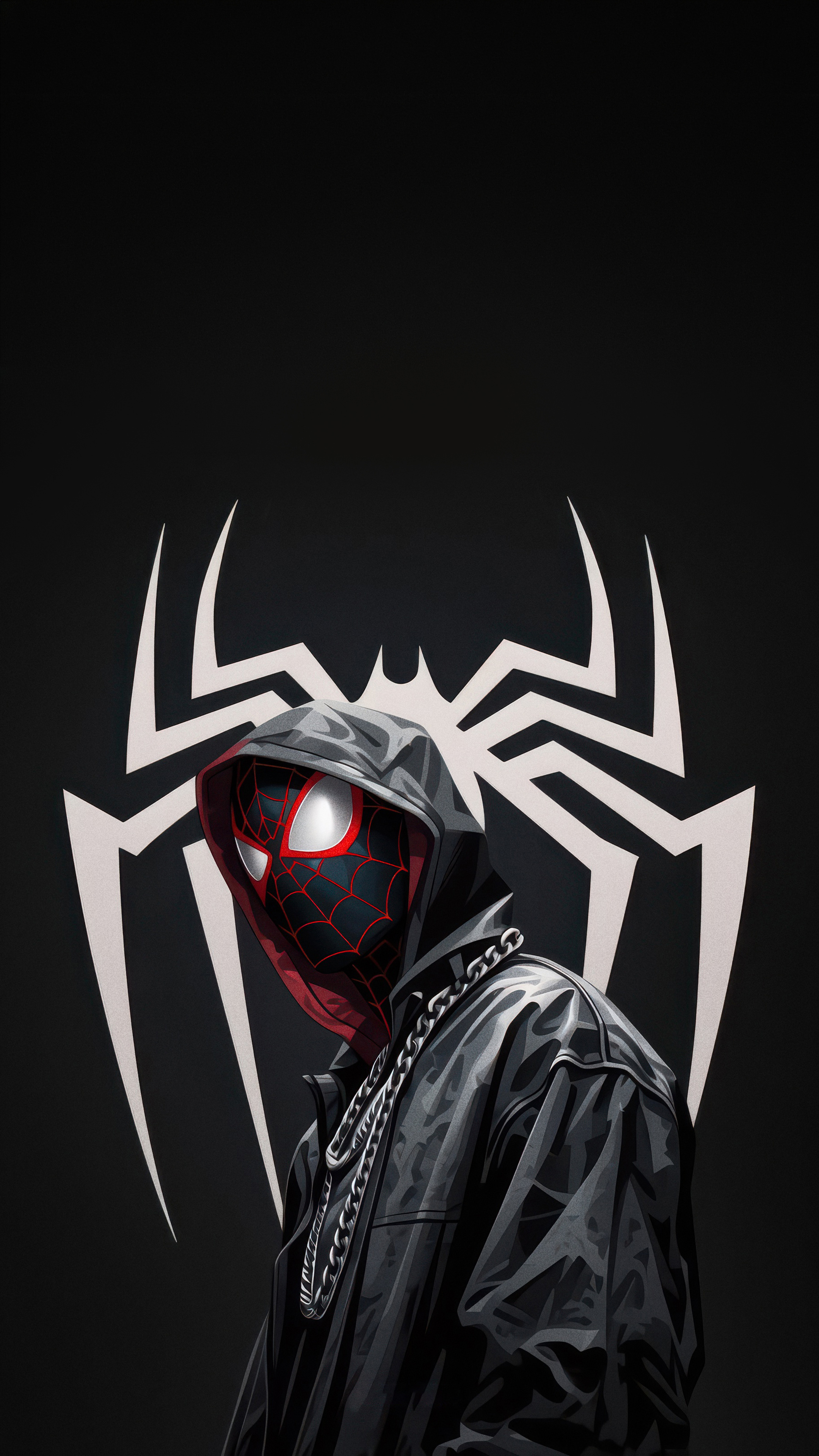 Miles Morales Hooded Spider-Man 4K Mobile Depth Wallpaper | Superheroes | Marvel Fan Art HD Wallpaper