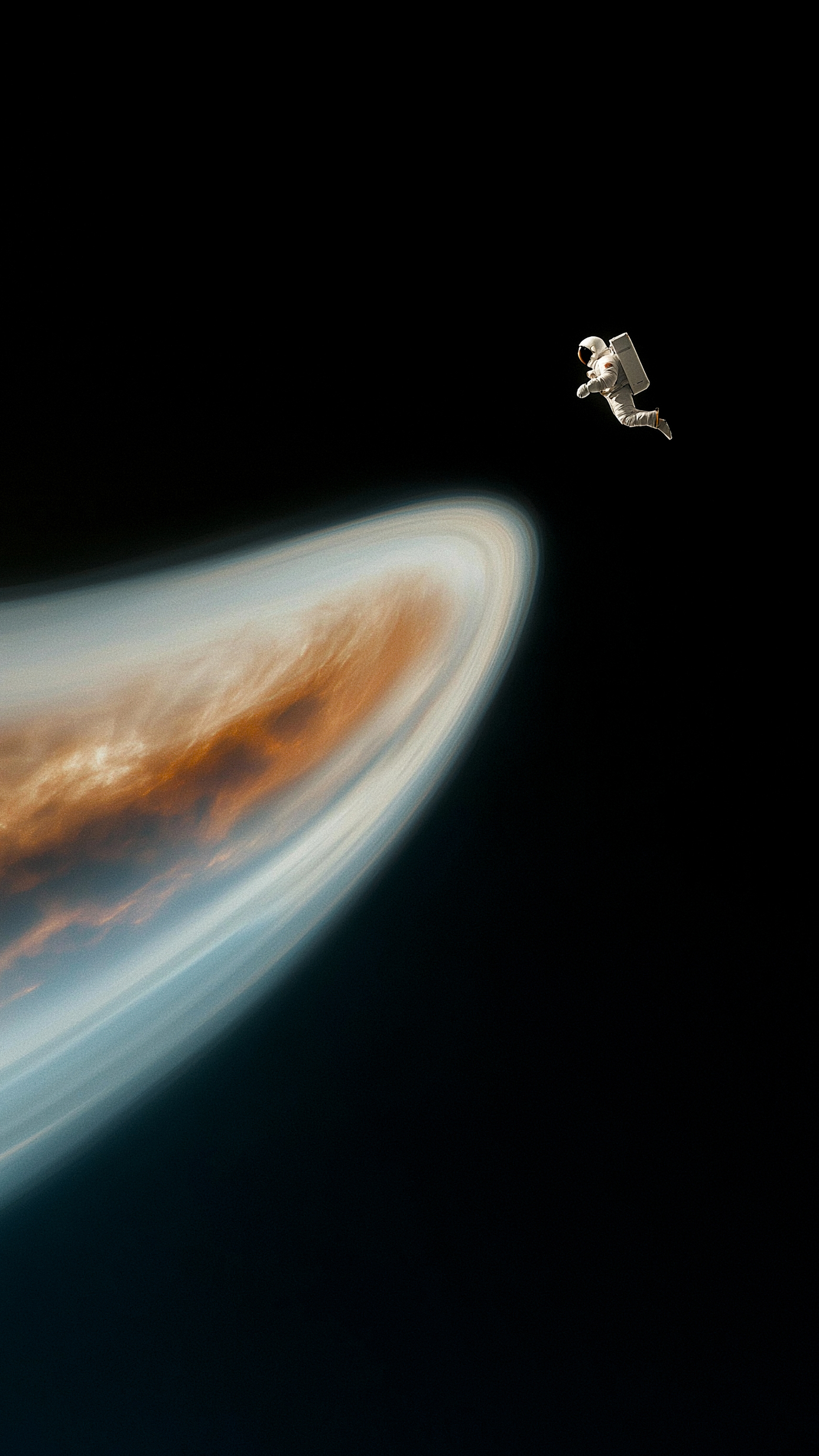 Minimalist Astronaut Planet Ring 4K AMOLED Phone Wallpaper | Space HD Wallpaper