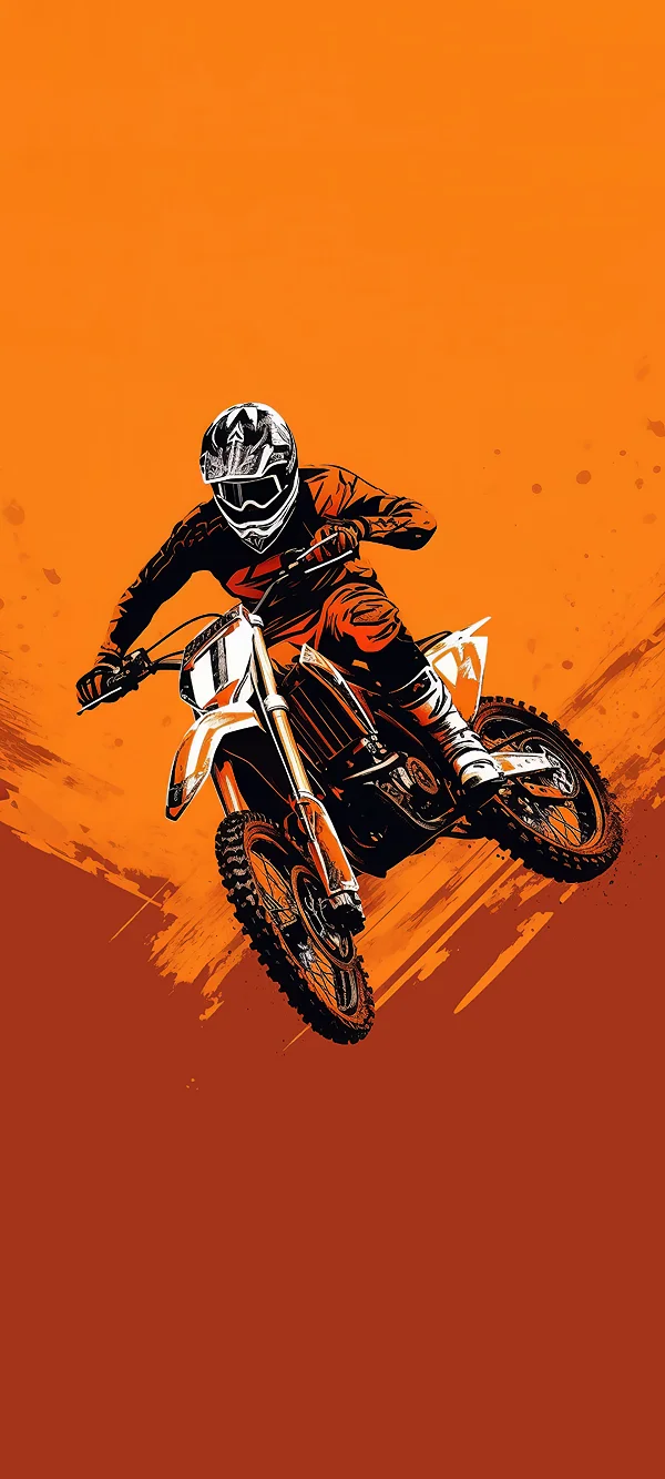 Motocross Dirt Bike Jump Orange 4K Mobile Wallpaper | Sports | Graphic Art 1080x2400 Mobile HD Wallpaper