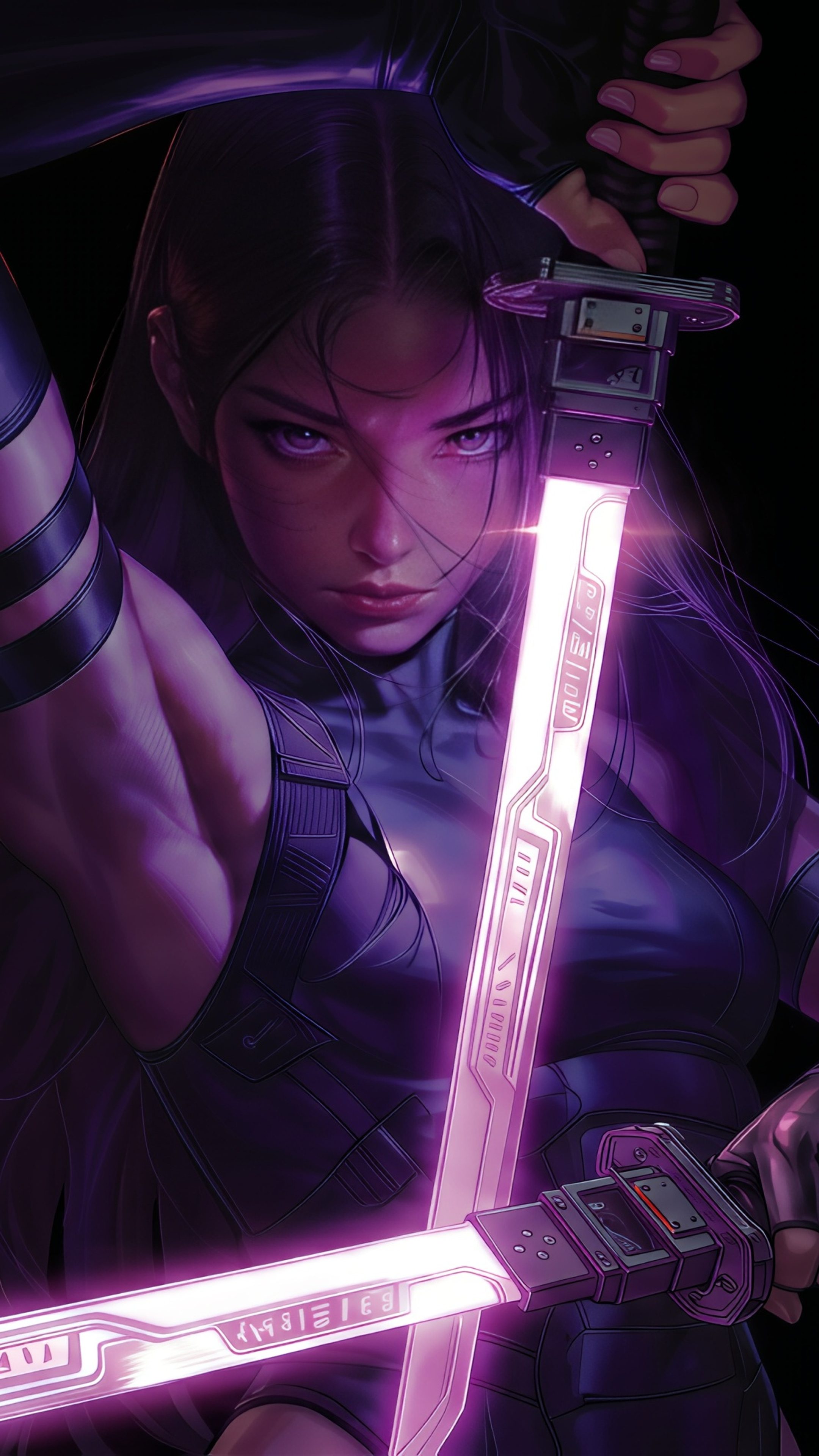 Psylocke Glowing Katanas Marvel 4K Mobile Wallpaper HD Wallpaper
