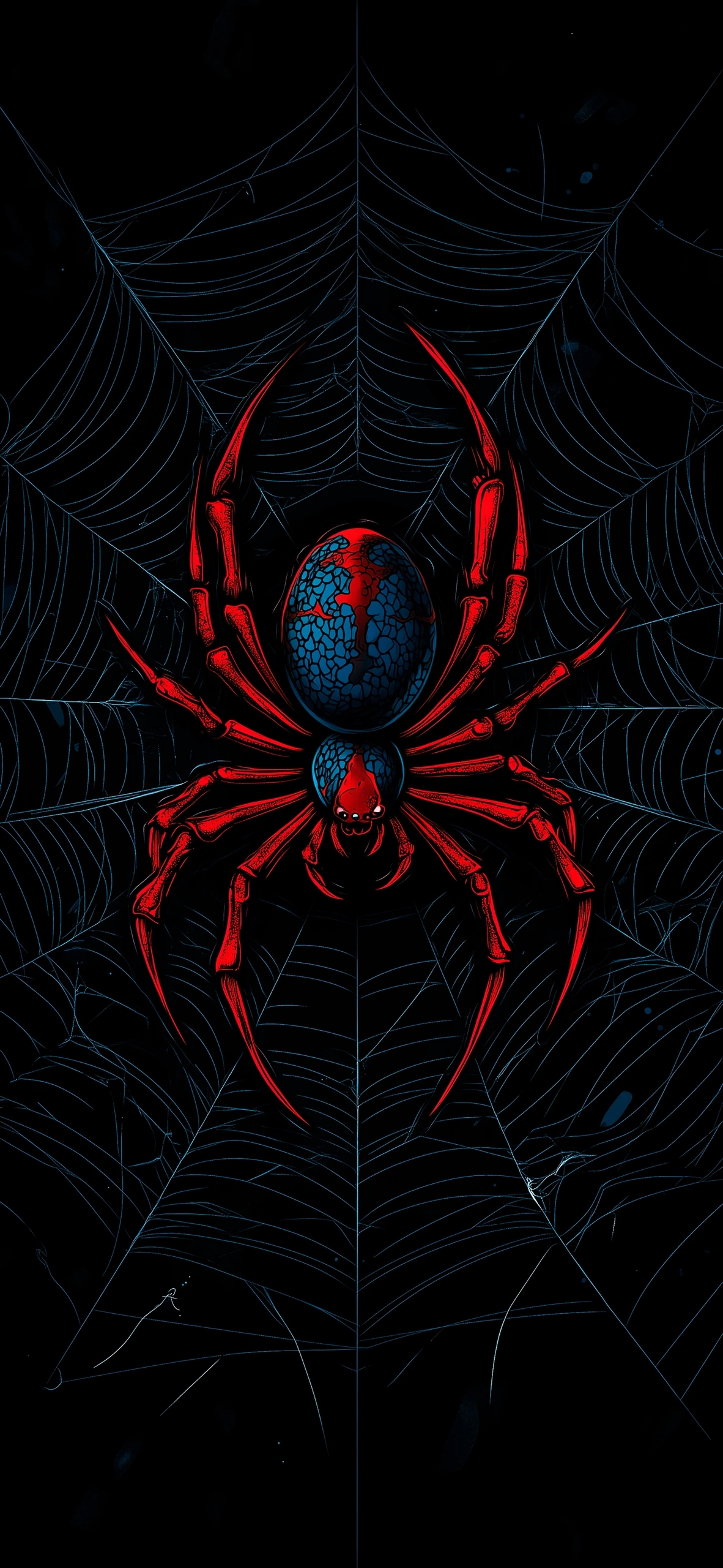 Red Spider Dark AMOLED 3D Depth Effect Mobile Wallpaper 4K | Mobile HD Wallpaper