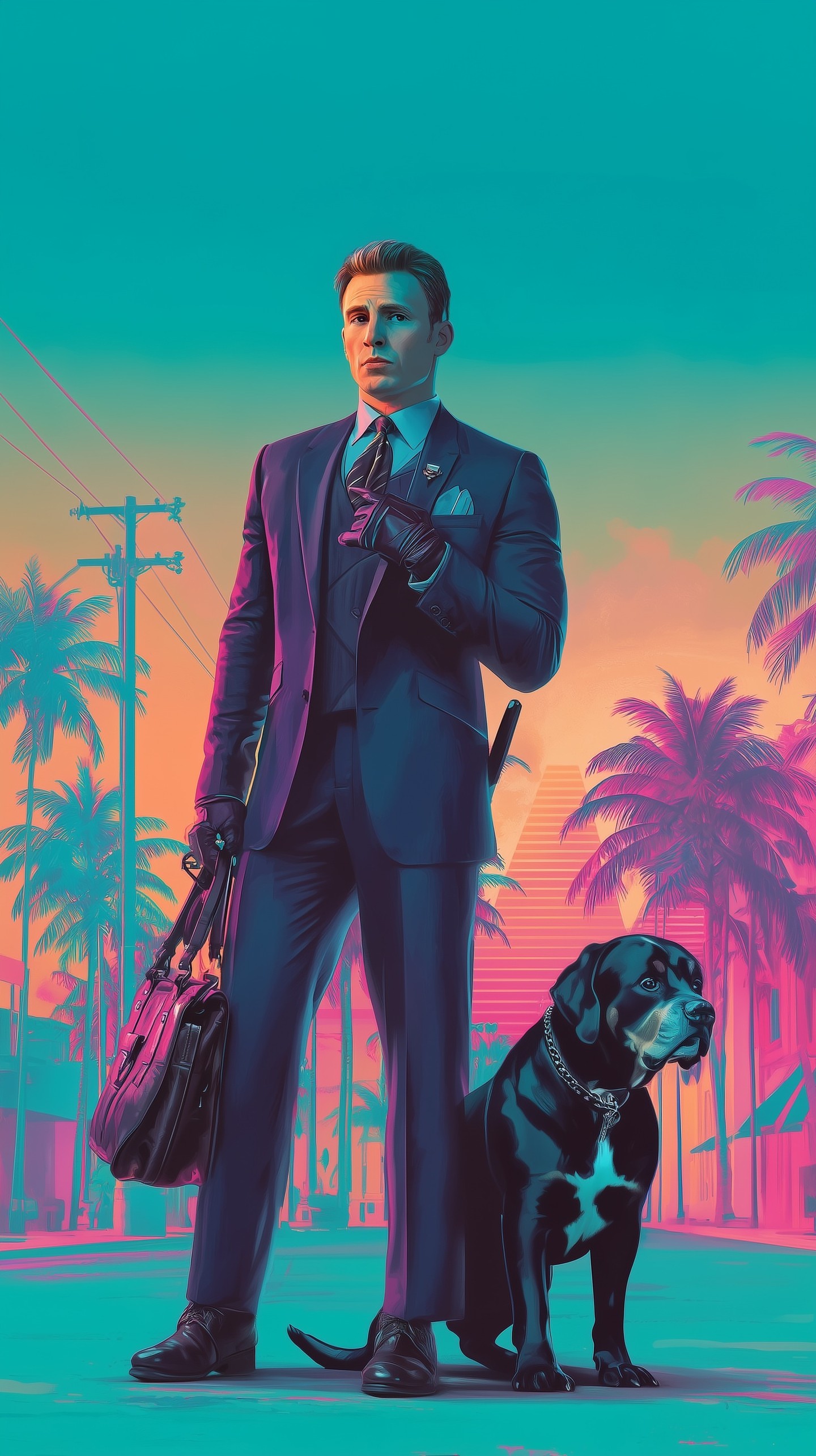 Steve Rogers Vice City Suit 4K Mobile Wallpaper | Mobile HD Wallpaper