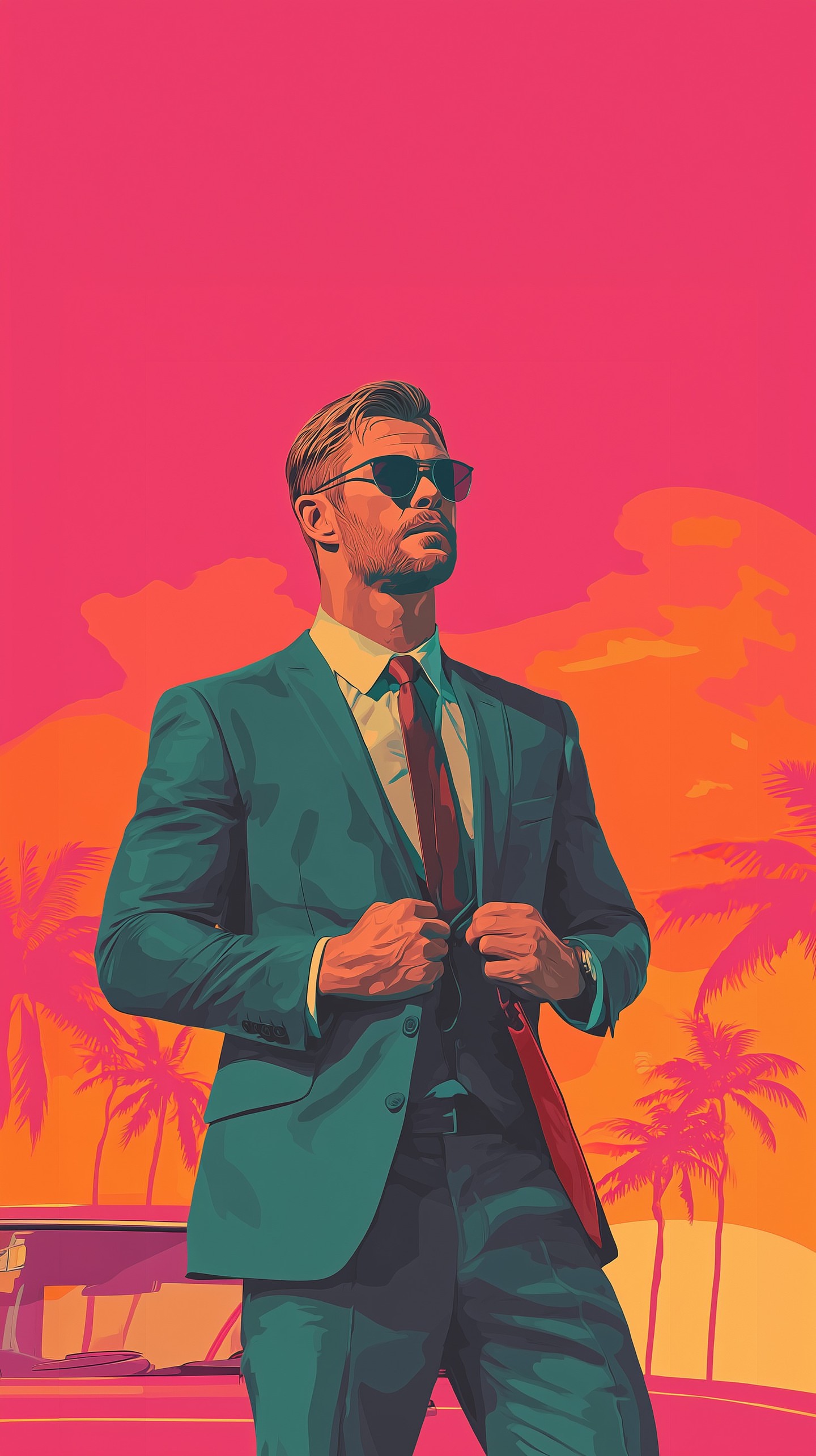 Thor Synthwave Teal Suit 4K Mobile Wallpaper | Mobile HD Wallpaper