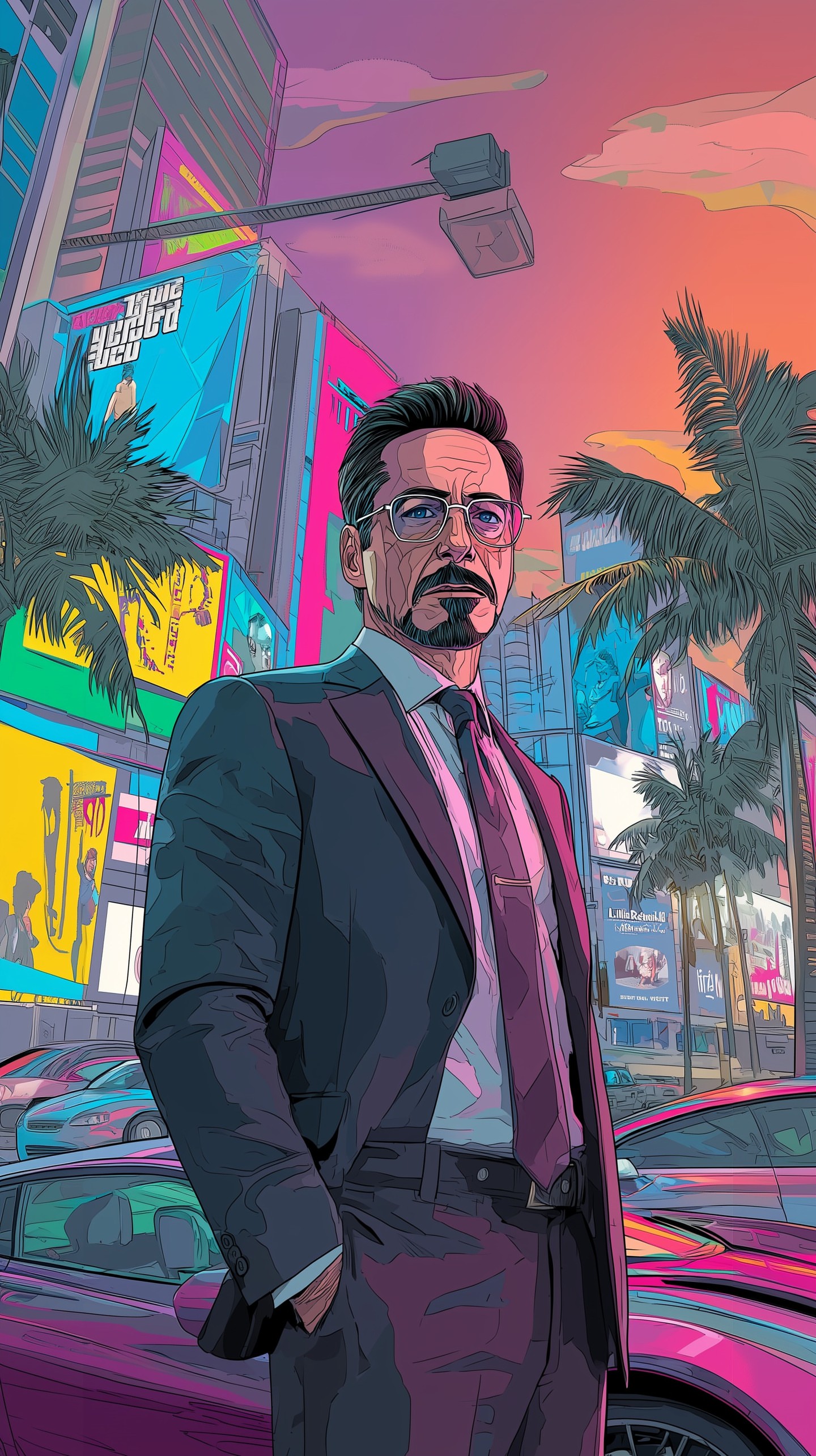 Tony Stark Vice City Aesthetic 4K Mobile Wallpaper | Mobile HD Wallpaper