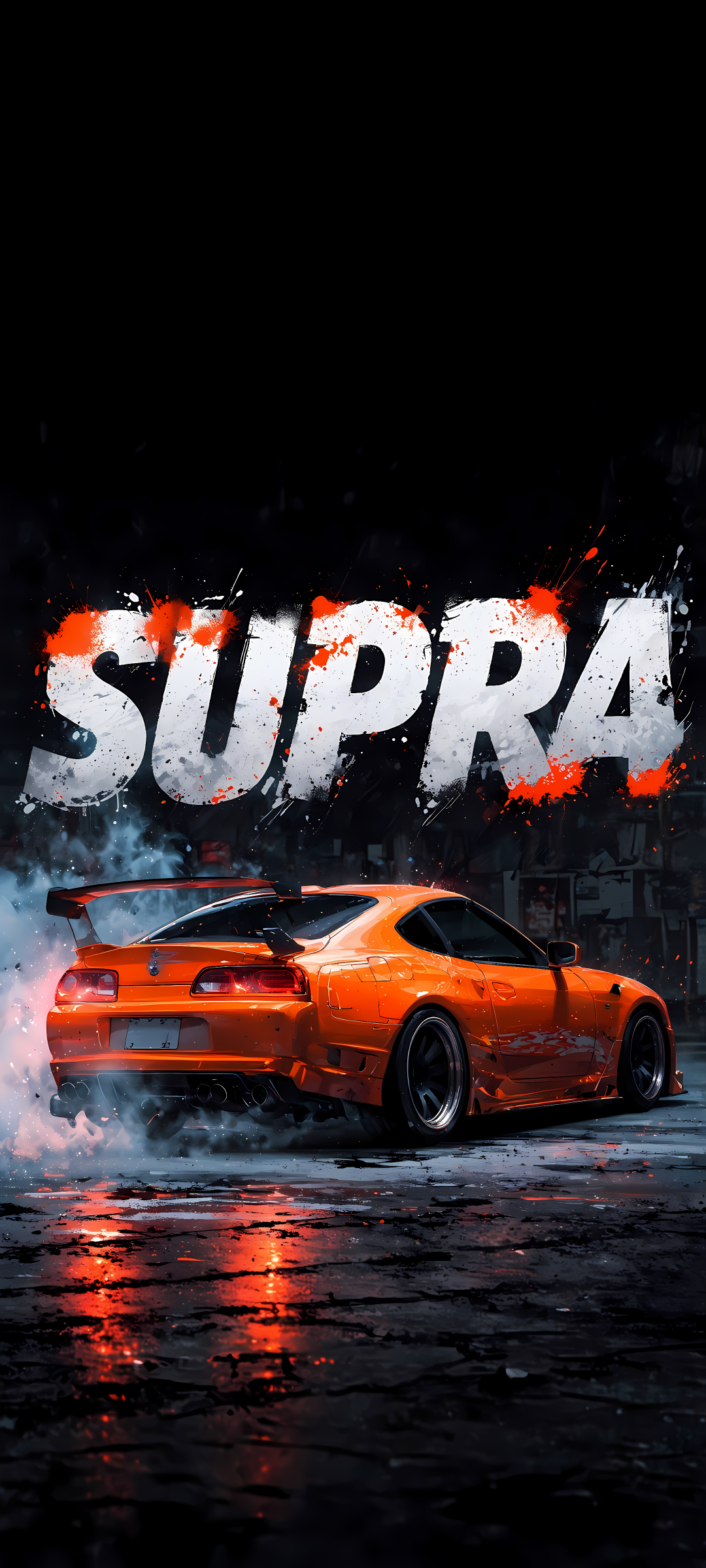 Toyota Supra MK4 Orange Drift 4K Mobile Wallpaper | Vehicles | Digital Art HD Wallpaper