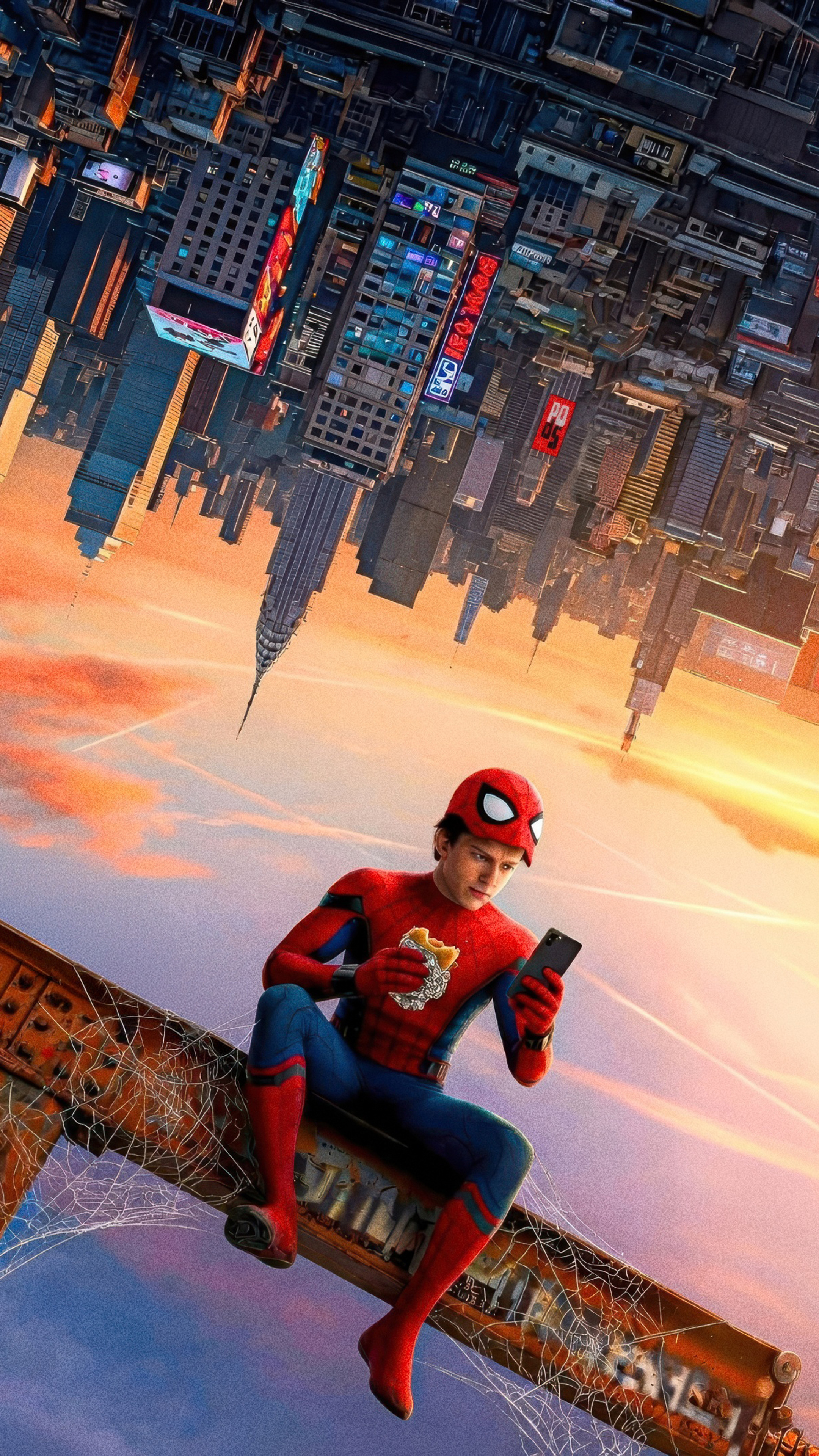 Upside Down City Spider-Man 4K Mobile Depth Wallpaper | Superheroes | Marvel Fan Art HD Wallpaper