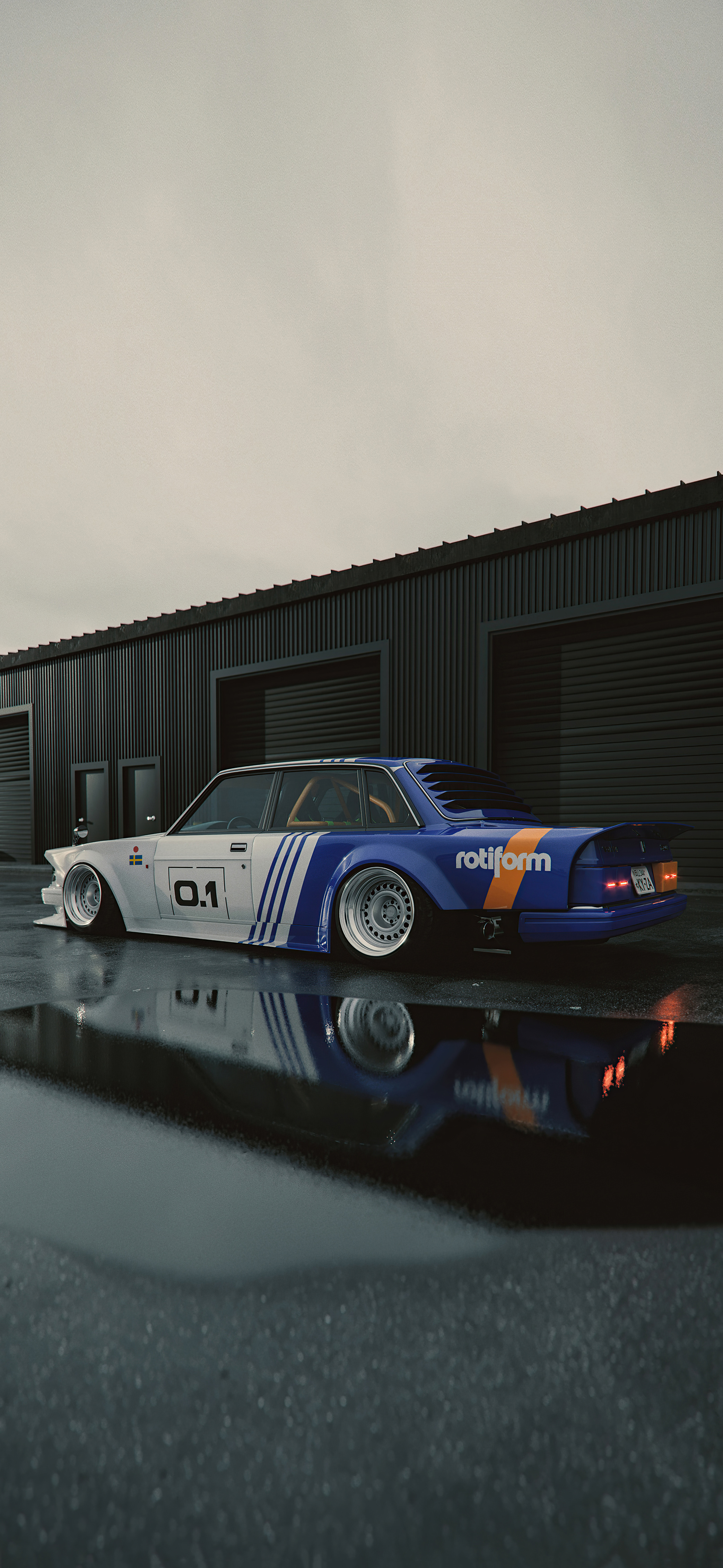 Volvo Custom Race Car Wet Reflection 4K Mobile Art HD Wallpaper